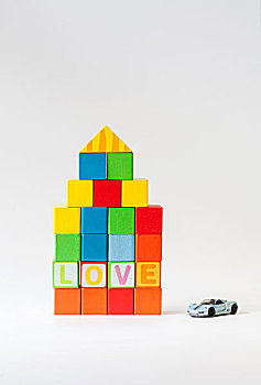 积木,房子,爱,玩具汽车