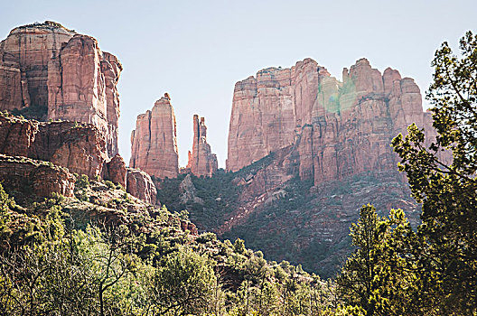 教堂岩,排列,塞多纳,亚利桑那,美国,岩石构造,自然,风景