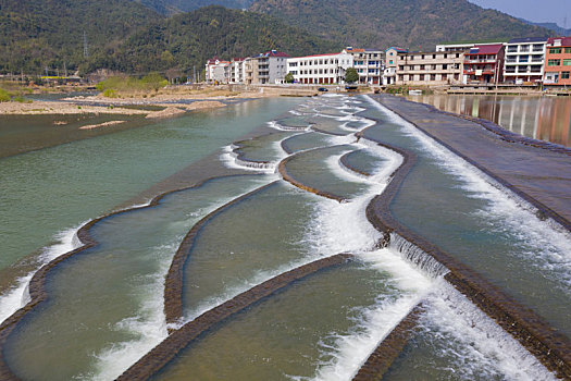 浙江省杭州市富阳区常安镇沸腾坝航拍