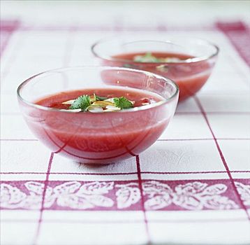 草莓,汤,玻璃碗