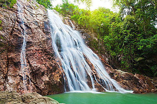 瀑布,苏梅岛,泰国