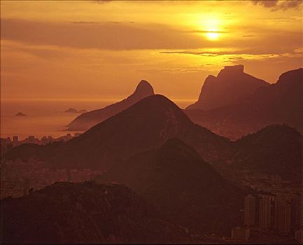 里约热内卢,日落,巴西,南美