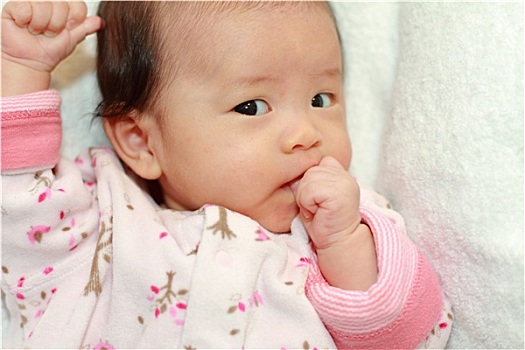 日本人,女婴,吮,手指,老