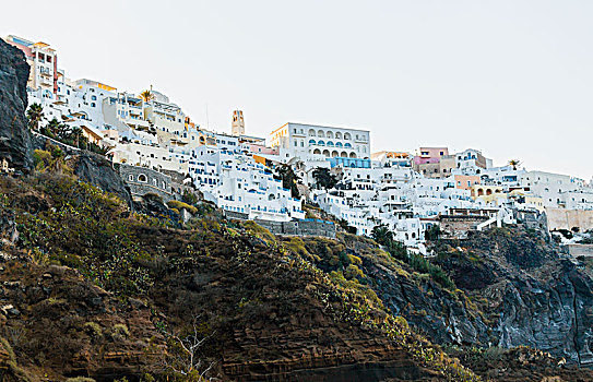 白色涂料,建筑,山坡,希腊,岛屿,锡拉岛