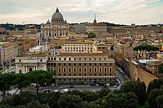 俯视,梵蒂冈城,圣彼得大教堂,罗马,意大利