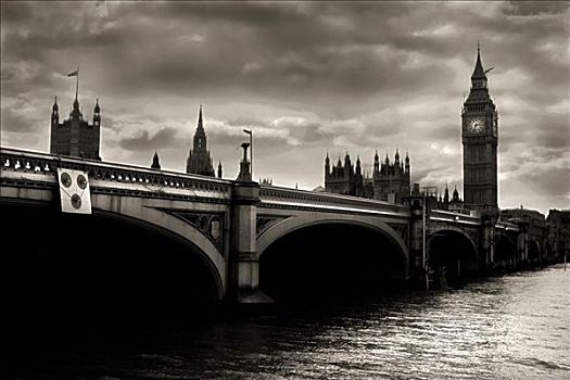 桥,河,威斯敏斯特桥,大本钟,伦敦,英格兰