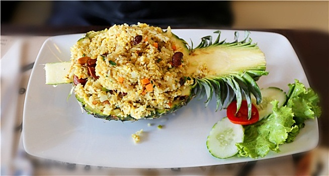 米饭,蔬菜,菠萝