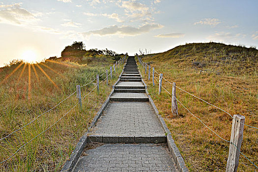 楼梯,视点,沙丘,夏天,东方,岛屿,北海,下萨克森,德国