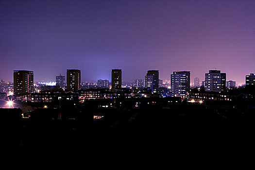 英格兰,西米德兰兹郡,伯明翰,郊区,夜晚