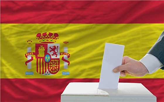 男人,投票,选举,西班牙,正面,旗帜