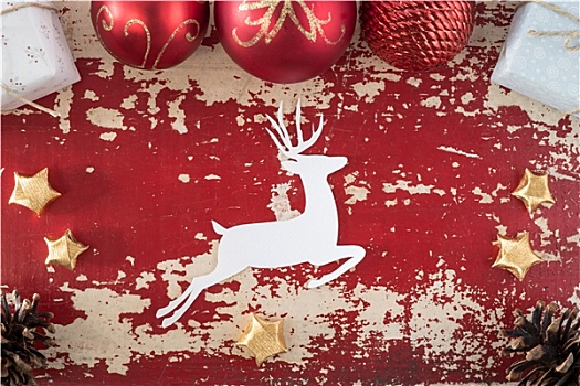圣诞节,新年,卡片,背景,旧式,鹿