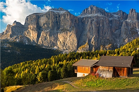 小屋,群体,白云岩,意大利阿尔卑斯山