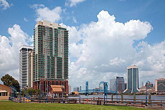 摩天大楼,城市,河,杰克逊维尔,佛罗里达,美国