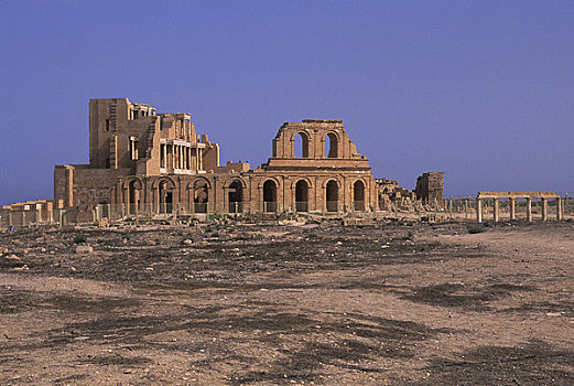 利比亚,靠近,的黎波里,萨布拉塔,罗马,剧院,二世纪,广告