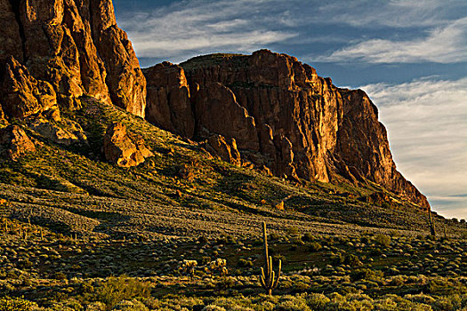日落,铁,山,迷信,州立公园,连通,亚利桑那,美国