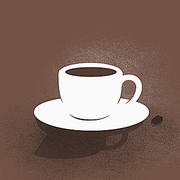 数码合成,图像,咖啡杯,碟,褐色背景