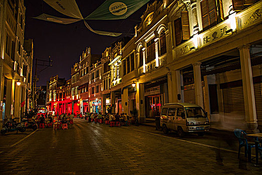 海南海口骑楼老街夜景