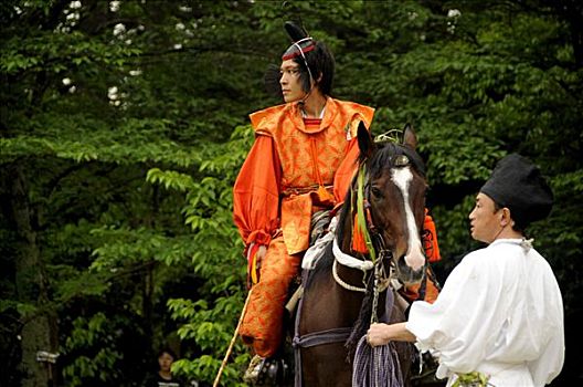 骑乘,时期,整洁,骑马,节日,神社,京都,日本
