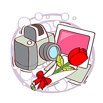 插画,摄影,相框,玫瑰