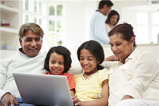 家人,印度,家庭,笔记本电脑