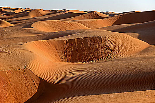 沙丘,瓦希伯沙漠,沙漠,沙尔基亚区,沙,夜光,灰尘,阿曼,亚洲