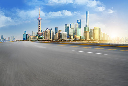 上海陆家嘴建筑景观和道路交通