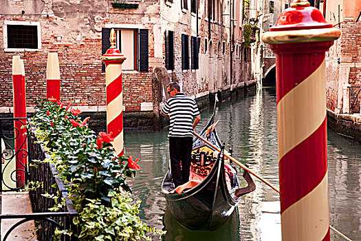 小船,运河,威尼斯,威尼托,意大利