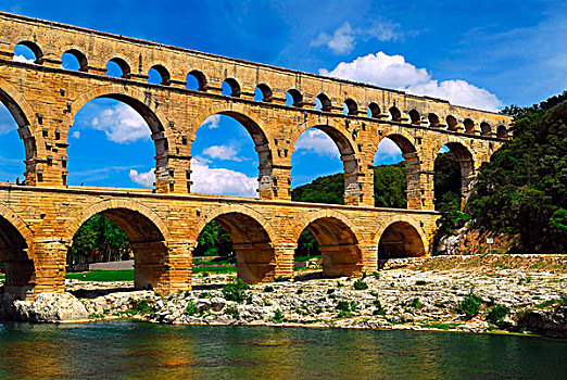 加尔桥,局部,罗马水道,法国南部,靠近,尼姆