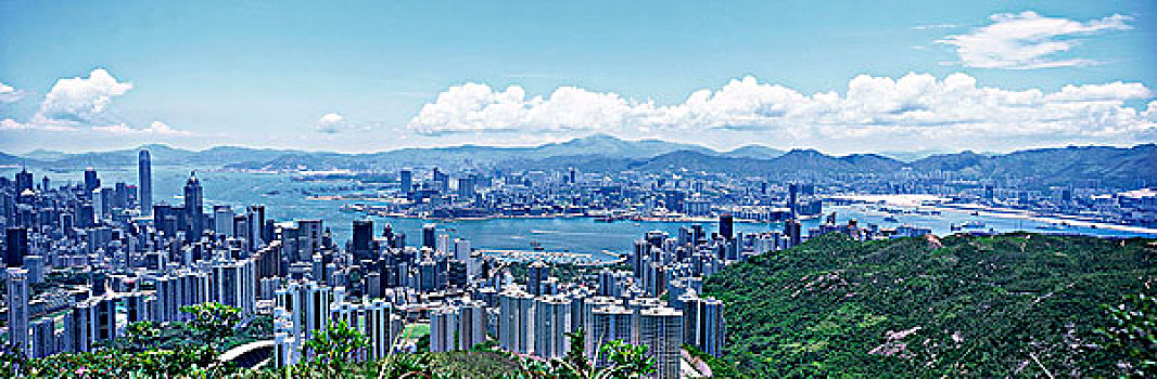 全景,维多利亚港,顶峰,香港