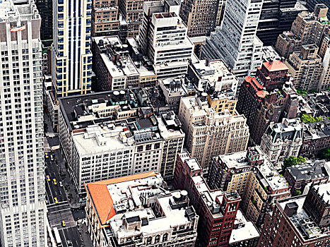 俯拍,曼哈顿,建筑