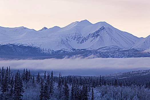 蒙大拿,山,冰,雾,上升,向上,湖,育空地区,加拿大
