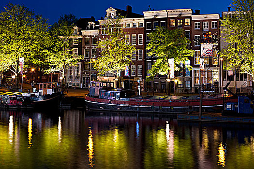 老,运河,商业,建筑,船屋,绅士运河,阿姆斯特河,阿姆斯特丹,荷兰,欧洲