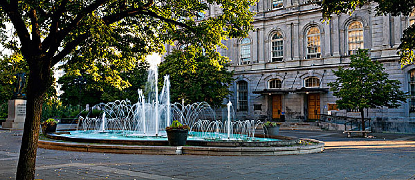 喷泉,地点,蒙特利尔,市政厅,魁北克,加拿大