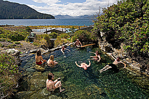 人,享受,自然,温泉,国家公园,岛屿,不列颠哥伦比亚省,加拿大