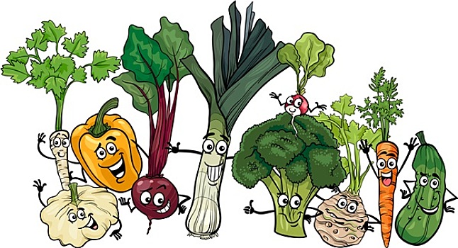 有趣,蔬菜,多,卡通,插画