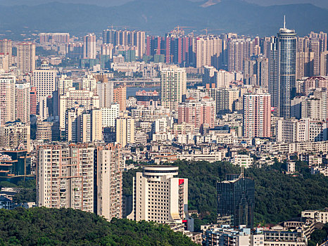 鸟瞰广东惠州市区城市建筑风光