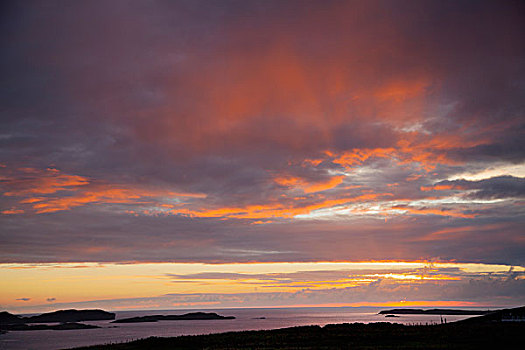 日落,上方,岛屿,高地,苏格兰