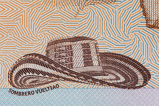 传统,帽子,哥伦比亚,阔边帽,比索,钞票