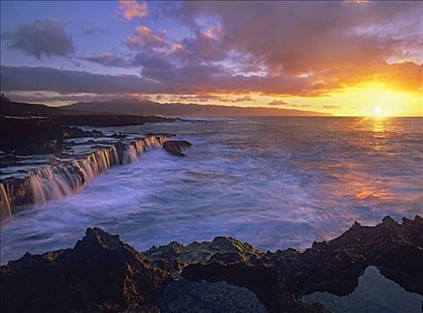 日落,小湾,瓦胡岛,夏威夷