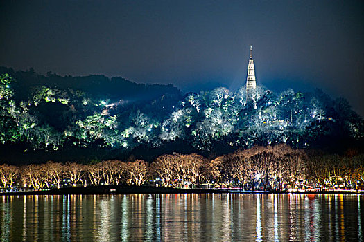 杭州西湖保俶塔夜景