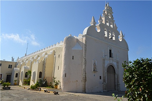 殖民地,刷白,教堂,梅里达,尤卡坦半岛,墨西哥