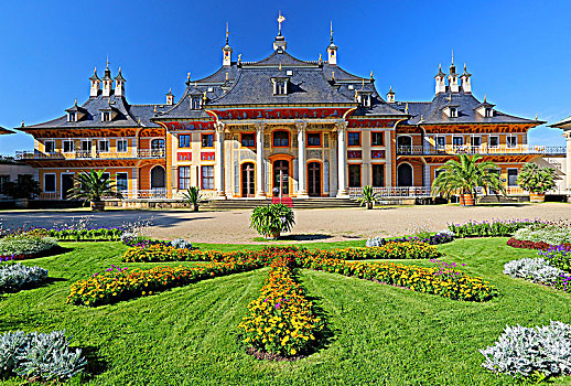 巴洛克,高兴,花园,水,宫殿,城堡,地区,德累斯顿,萨克森,德国