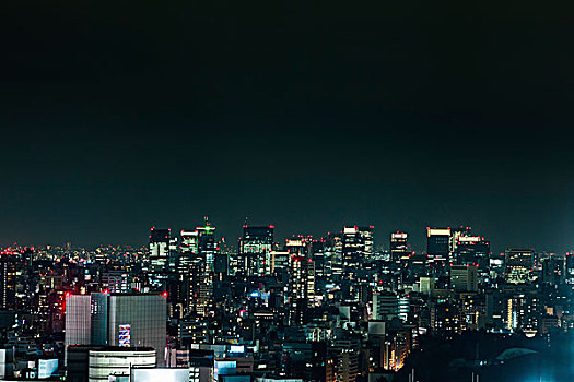 东京,天际线,夜晚,日本