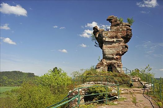 龙,石头,遗址,山,自然保护区,莱茵兰普法尔茨州,德国,欧洲