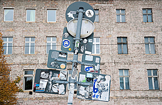 道路,标识,风景,后面,不干胶,正面,建筑,柏林,德国,欧洲