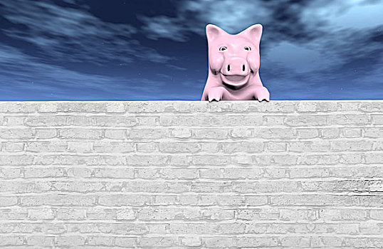 粉色,小猪,墙壁