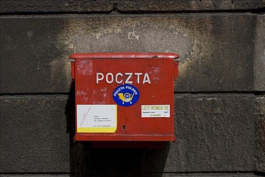 红色,邮箱,波兰,邮政,欧洲
