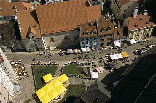 拉脱维亚,里加,俯视图,公众广场,市场,一堆