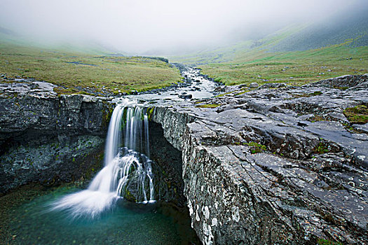 瀑布,俯视,石头,石台,河流,冰岛