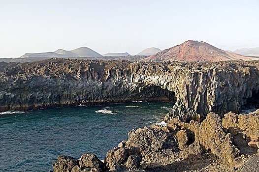 火山岩,海岸,兰索罗特岛,西班牙,俯视图